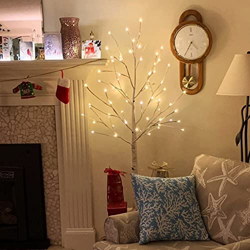 LITBLOOM 2 Pack Lighted Birch Twig Tree with Lights 4FT 72 LED Lights for Indoor Outdoor Home Easter Christmas Holiday Decoration
