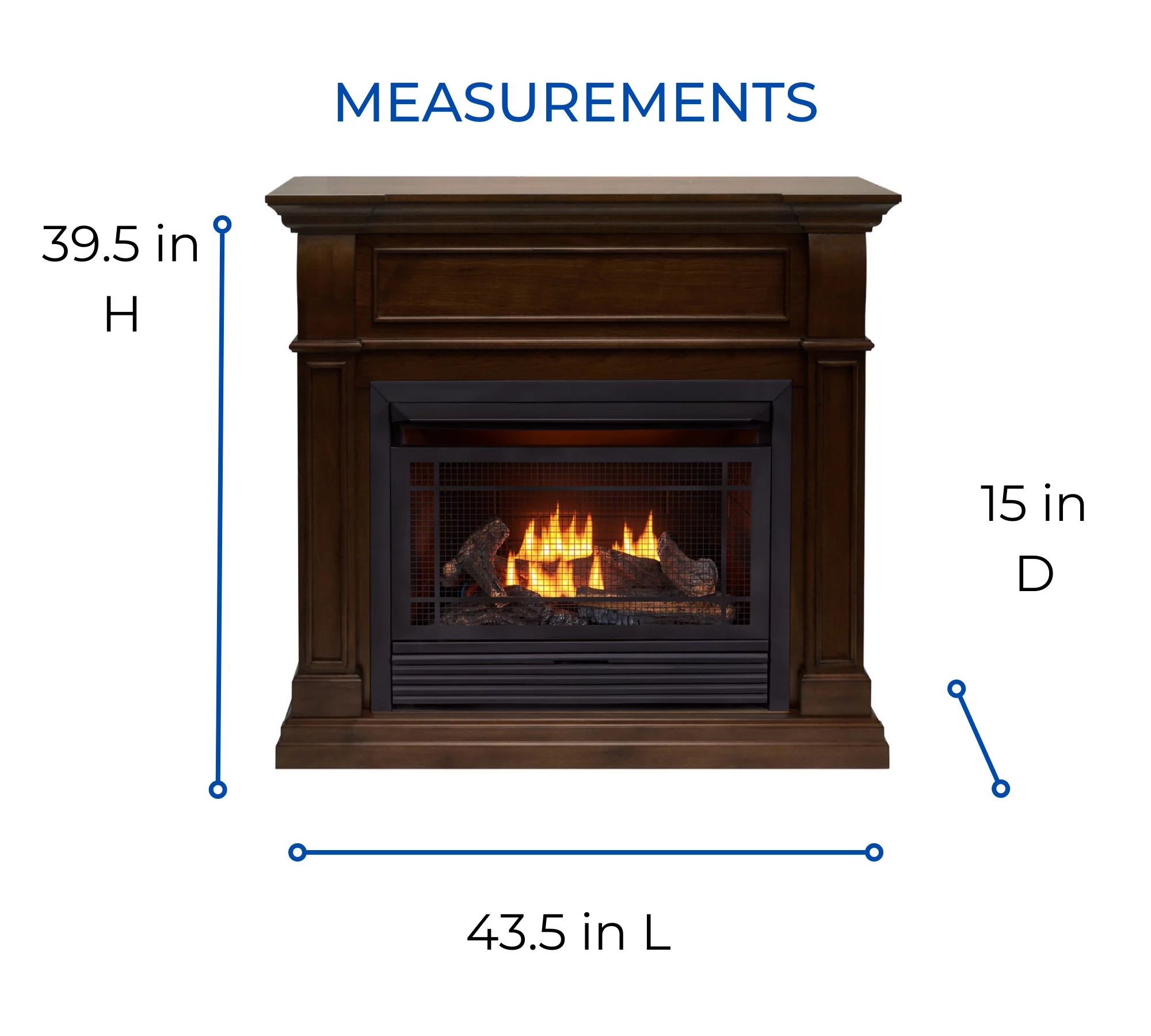 Duluth Forge Dual Fuel Ventless Gas Fireplace - 26,000 BTU, Remote Control, Walnut Finish