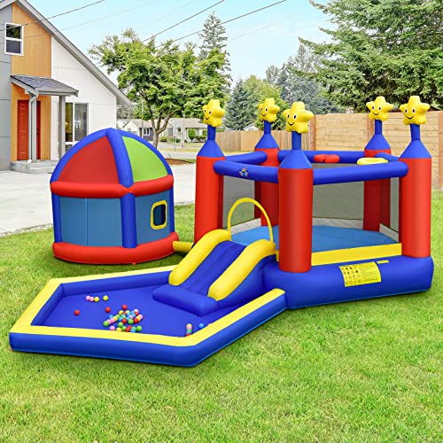 BOUNTECH Inflatable Bounce House, Bouncy House for Kids 5-12 Indoor Outdoor Family Fun w/Playhouse, Basketball Hoops, Ball Pit Pool, Portable Backyard Bouncer for Toddler Birthday Party Gifts