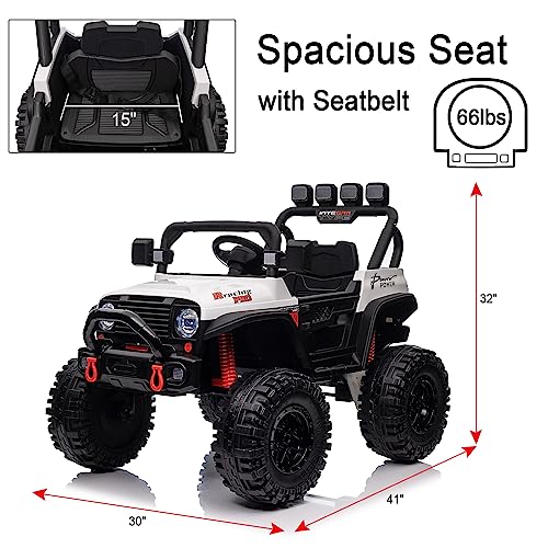 24V Ride On Car, Battery Powered Cars for Kids Ride On Truck with Remote Control Kids Electric Car Ride On Toy for Boys with 3 Speeds, MP3 Player, Bluetooth, Black