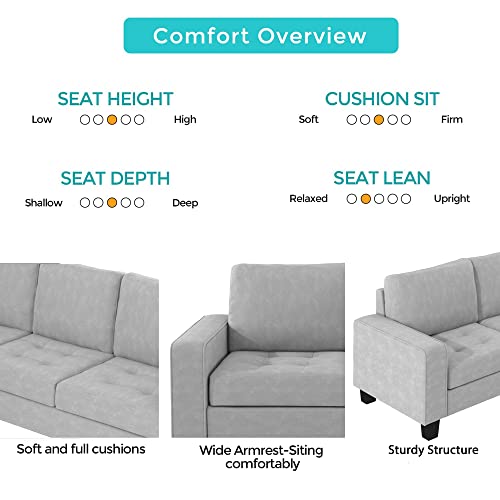 Sectional Corner Sofa L-Shape Couch Space Saving with Storage Ottoman & Cup Holders Design for Large Space Dorm Apartment,Light Grey Living Room Sectionals