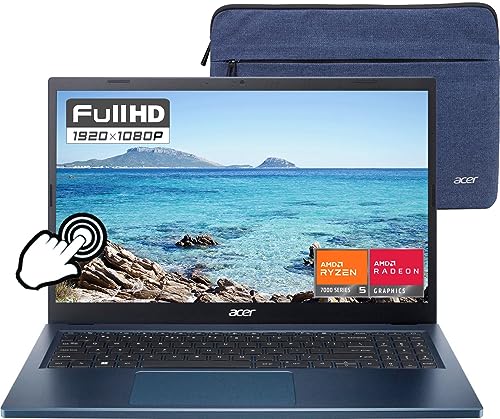 acer Aspire 3 Touchscreen 15.6" FHD Laptop 2023 Newest, AMD Ryzen 5 7520U Quad-Core Processor, 16GB LPDDR5 512GB SSD, WiFi 6, Bluetooth 5.2, HD Webcam, HDMI, Silver, Windows 11, GM Accessory