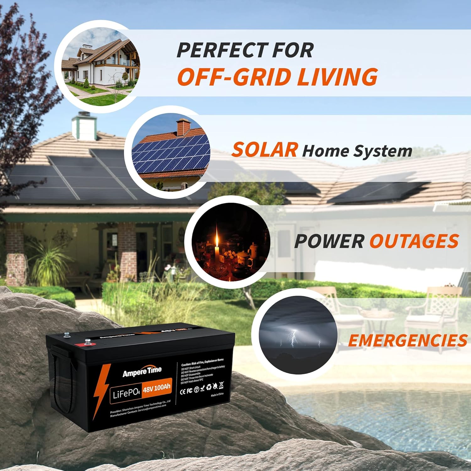 Ampere Time-LiFePO4 Deep Cycle Battery 12V 6Ah, 10 Years Life time. Perfect for Replace Lead-Acid Battery and Most of Out-Door Power Applications, etc.