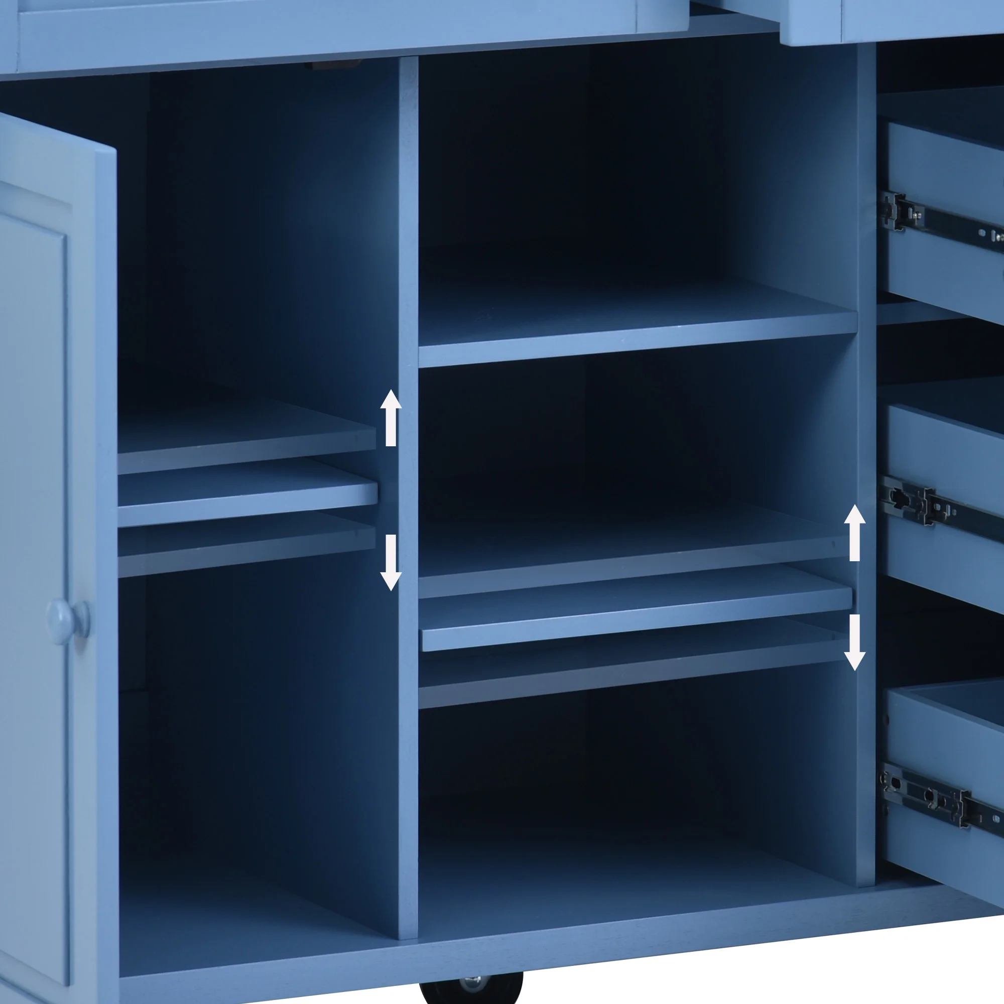 Hombay Mobile Kitchen Island Cart with Doors Drawers, Rolling Sideboard Storage Cabinet Trolley, Towel Holder, Spice Rack with Lockable Wheels