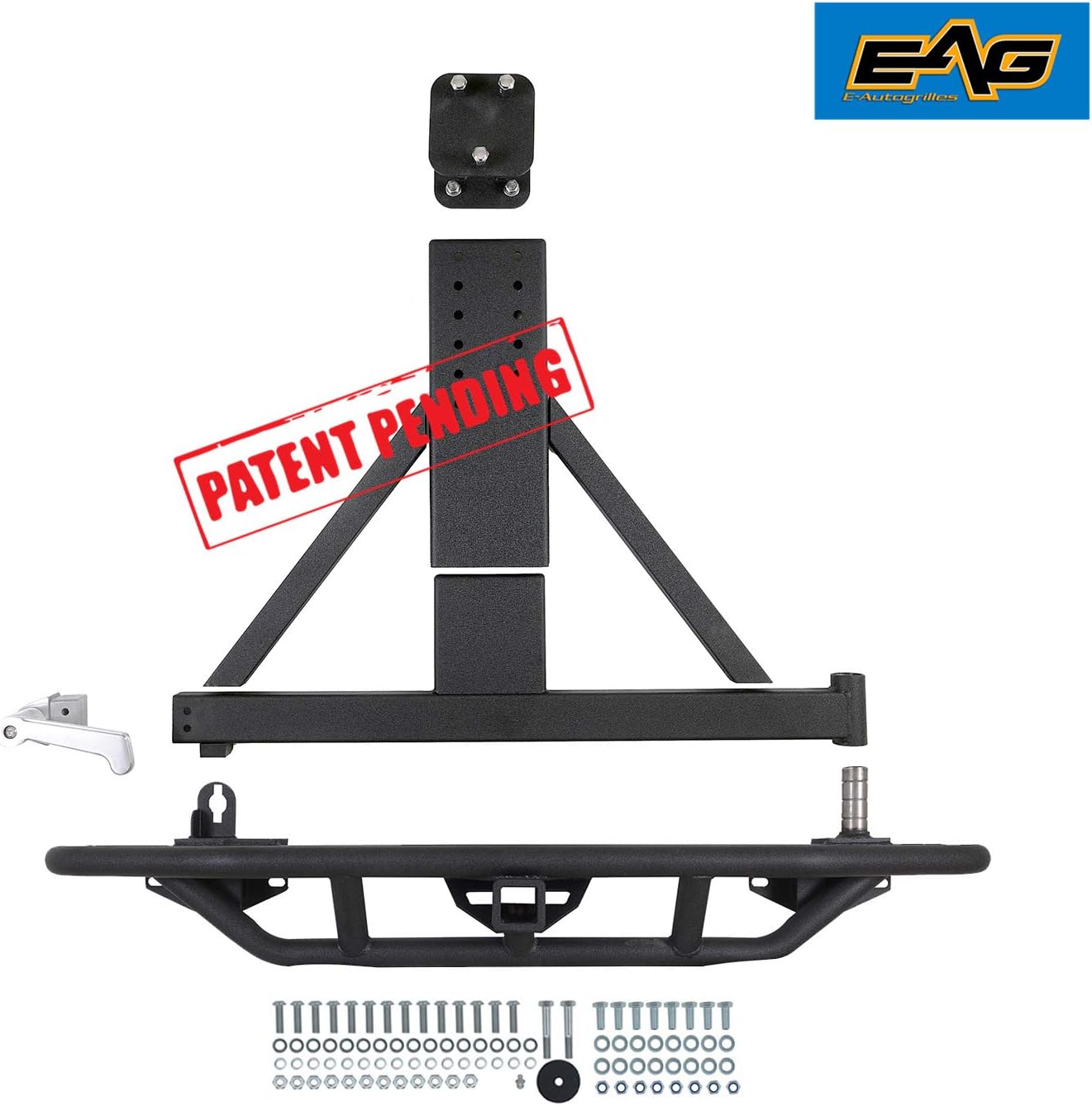 EAG Tubular Rear Bumper with Tire Carrier Black Fit for 87-06 Wrangler TJ YJ