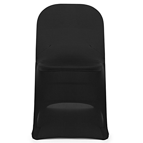Lann's Linens 100 pcs Black Spandex Folding Chair Covers for Wedding, Party, and Banquet