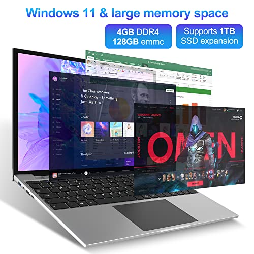 Laptop 16 Inch, 16GB DDR4 512GB SSD, Quad Core N CPU(Up to 2.9GHz), FHD IPS 1920x1200 Display, Notebook Computer with 2.4G+5G WiFi, BT4.0, 38WH Battry, Cooling System, Numeric Keypad, 4 Speakers.