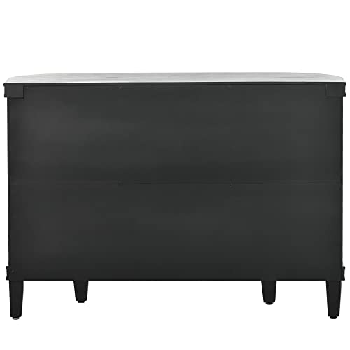 Accent Storage Cabinet Sideboard Wooden Cabinet with Antique Pattern Doors for Hallway, Entryway, Living Room Accent Furniture