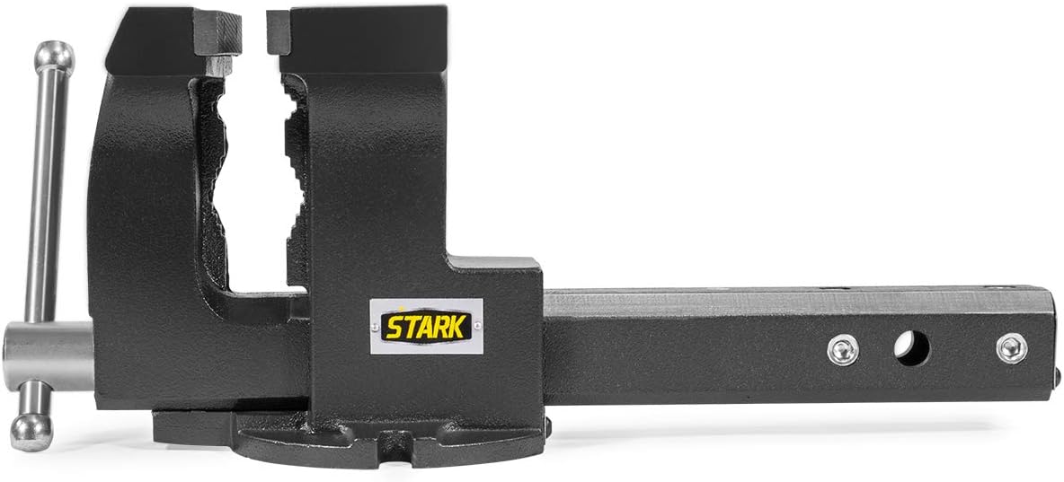 Stark 2-in-1 Tow Hitch Truck Vise 6" Bench Vise Fits 2" Hitch Receiver w/Built-in Bench Mount Trailer, Grey