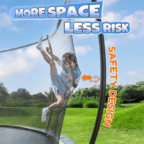 BCAN 8FT 10FT 12FT 14FT 15FT 16FT Recreational Trampoline with Enclosure for Kids Adults, ASTM Approved, Outdoor Trampolines with Ladder for Kids