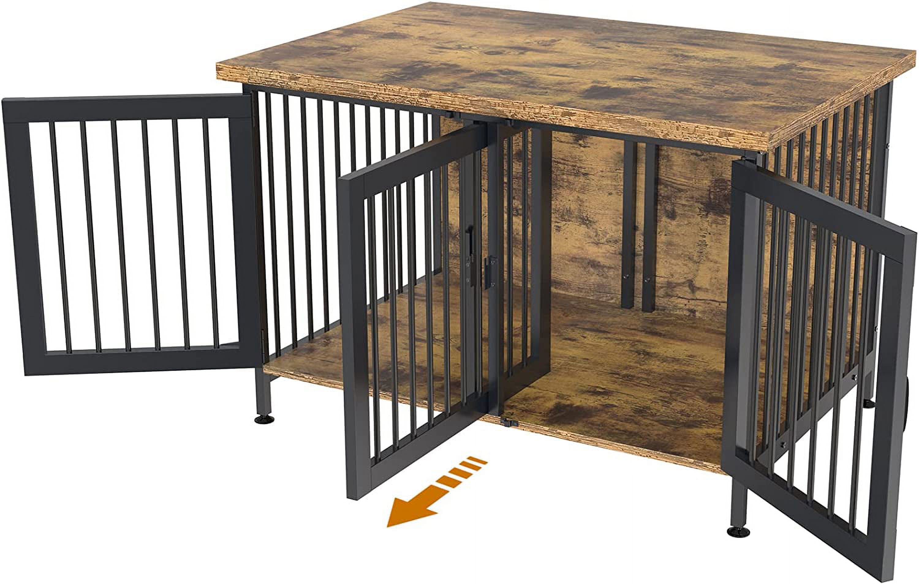 Double Dog Crate with Divider for 2 Small Dogs or 1 Dog, Furniture Style Kennel Indoor Cage with Removable Panel (Int.dims:36.2”Wx24.5”Dx21”H)
