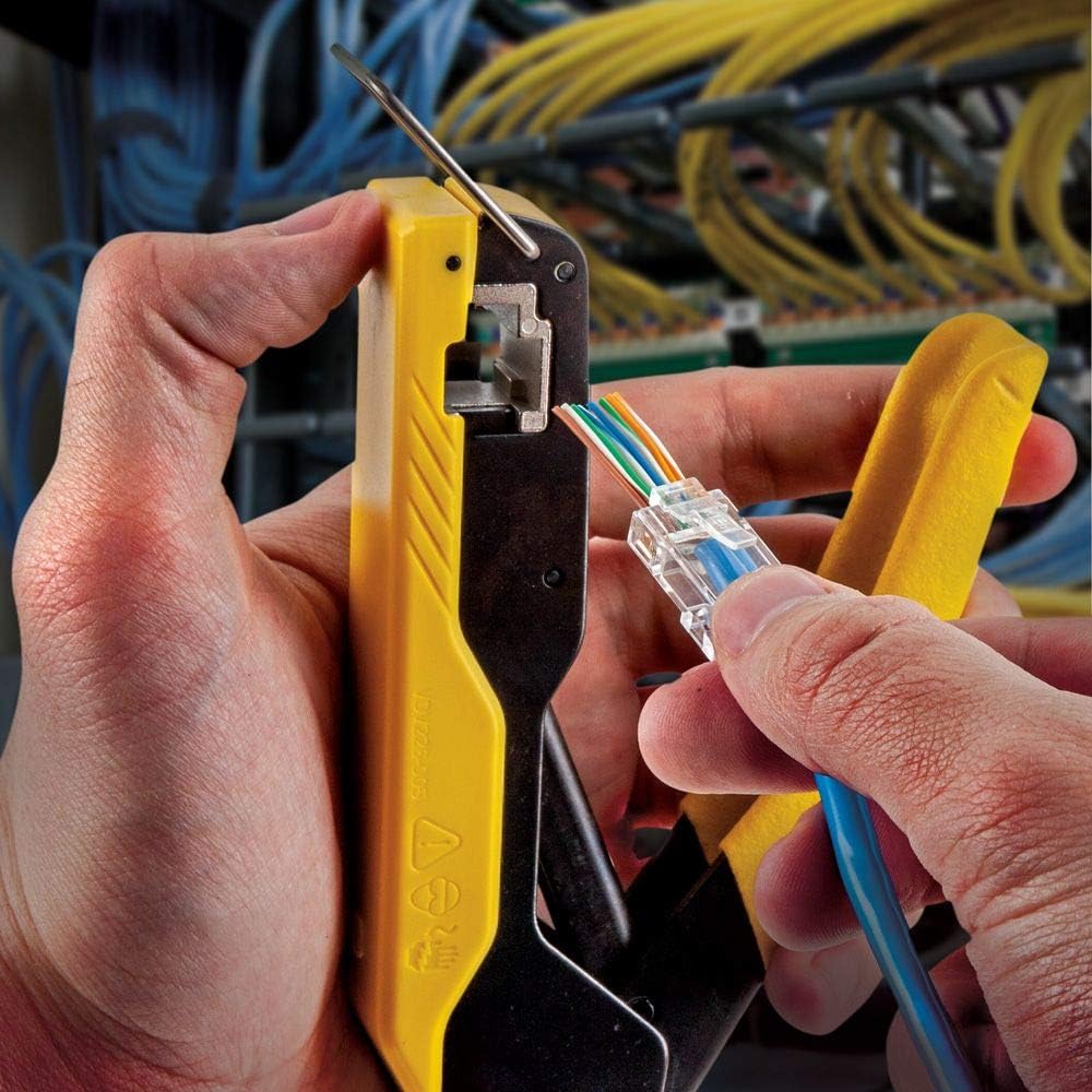 RJ45 Ethernet Cable Tester and Crimper Kit, Pass-Thru Technology, Includes Connectors for Cat5e / CAT6 Data Applications Klein Tools VDV026-813