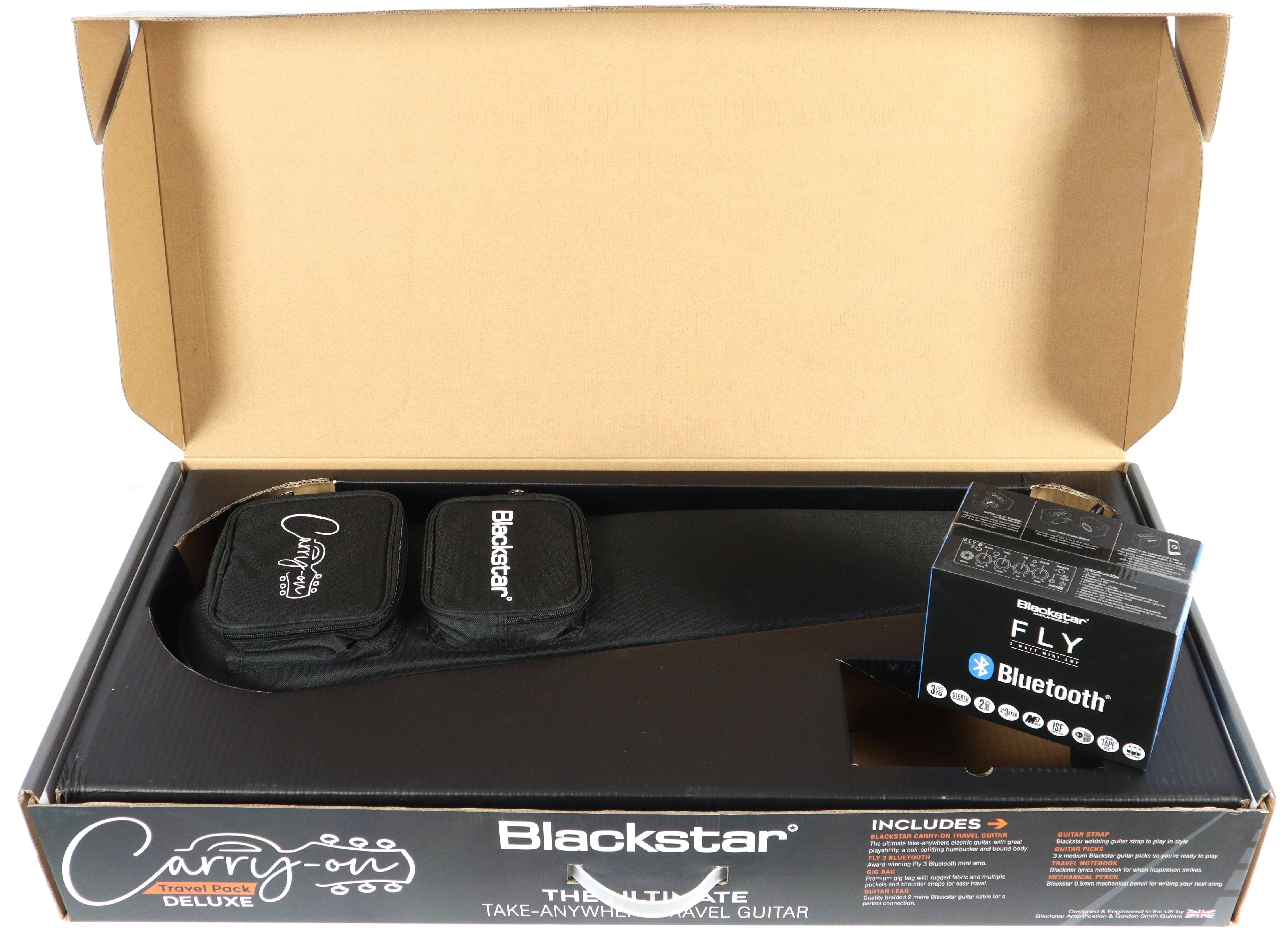 Blackstar Carry-On Travel Guitar Deluxe Pack, Black