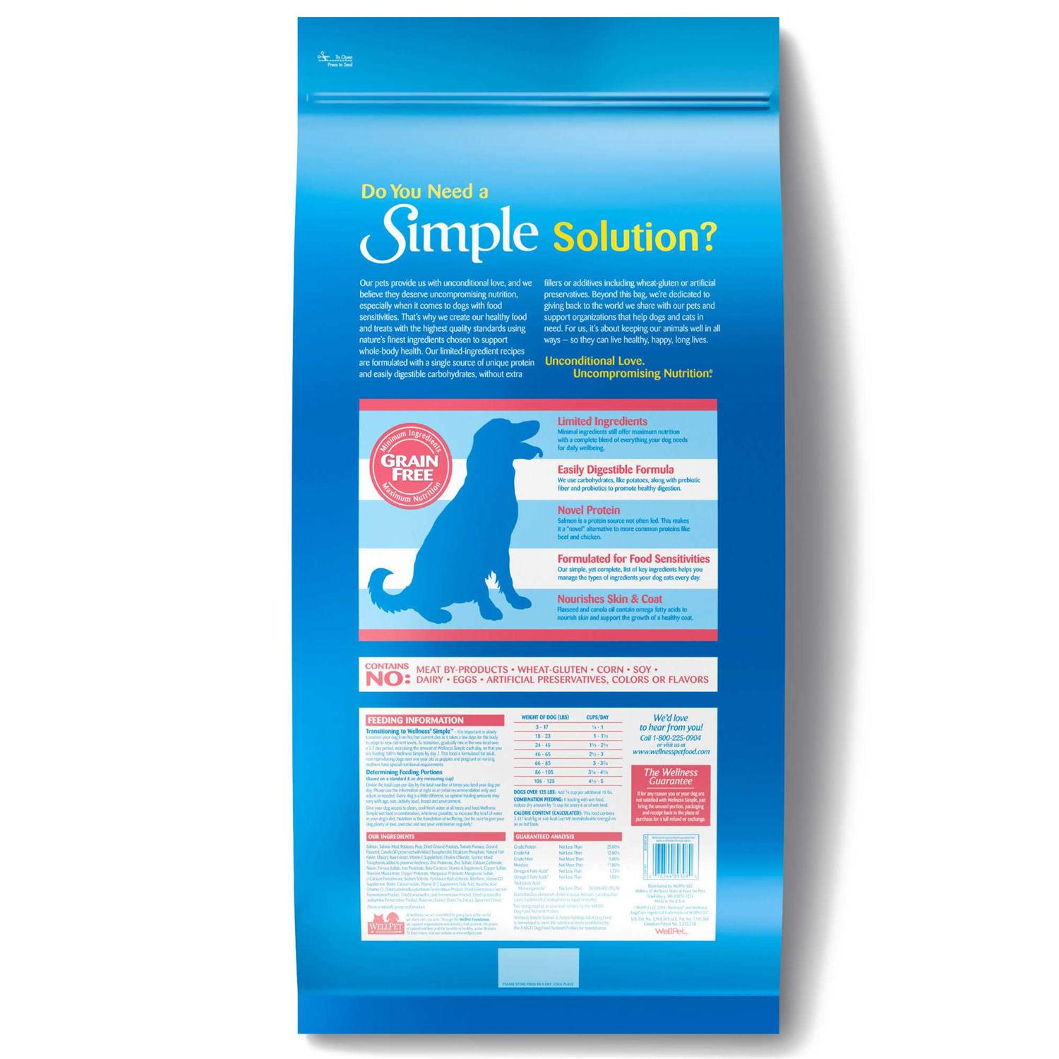 Wellness Simple Limited Ingredient Diet Grain Free Salmon &amp; Potato Natural Dry Dog Food - Pet Supplies online store
