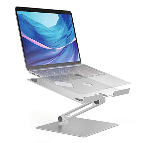 Durable Folding Adjustable Laptop Stand - Ergonomic Universal Laptop Computer Riser for Desk, Portable Laptop Stand Folds for Easy Storage, Non Slip Aluminum Laptop Mount, 10"-17" Laptops and Tablets