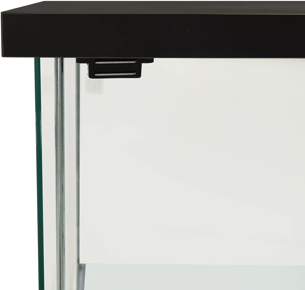 INLIFE Storage Cabinet Tempered Glass Black Home Fruniture
