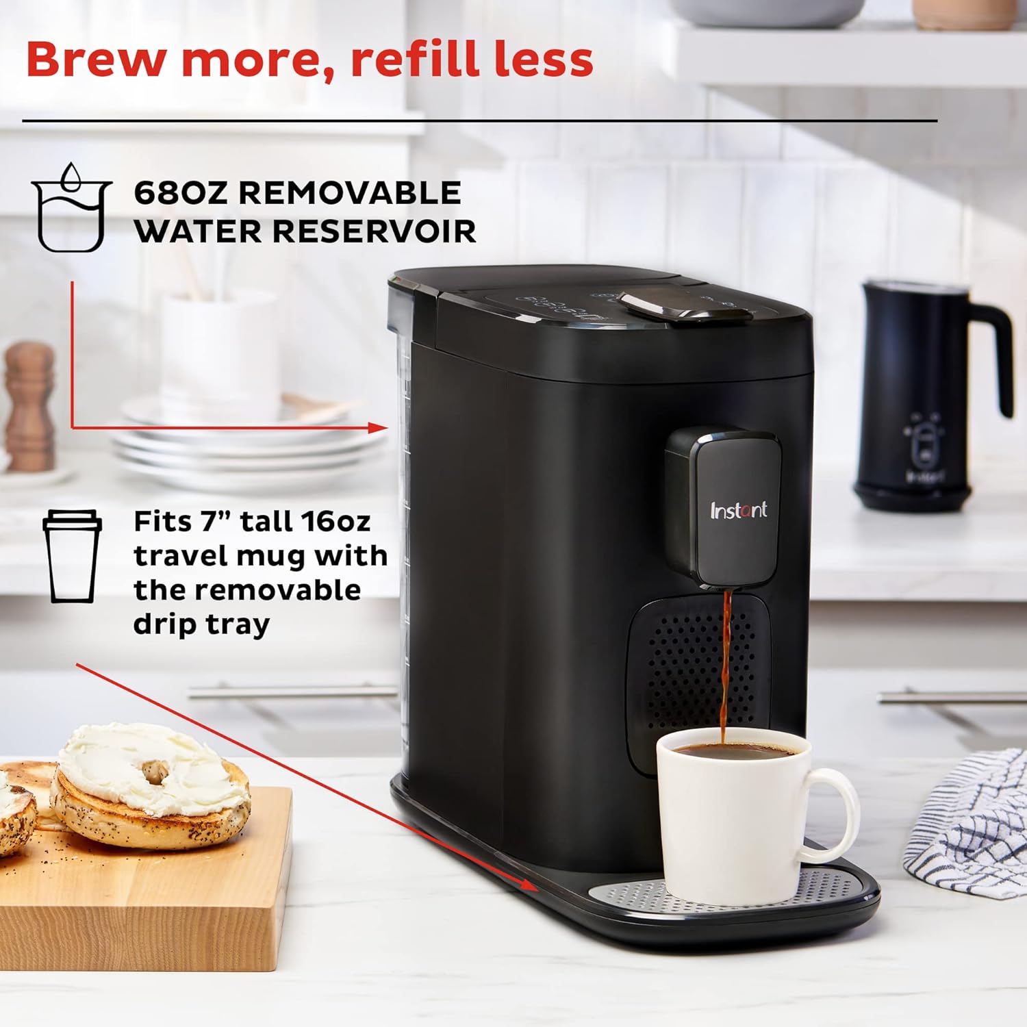 Instant Pot Pod, 3-in-1 Espresso, K-Cup Pod and Ground Coffee Maker, From the Makers of Instant Pot with Reusable Coffee Pod for Ground Coffee, 2 to 12oz. Brew Sizes, 68oz Reservoir