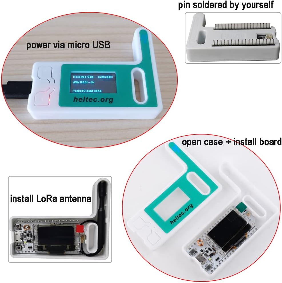 DIYmalls ESP32 OLED LoRa 915MHz Module V2 + Protective Case Cover + U.FL IPEX to SMA LoRa Antenna + 2P 1.25mm Cable for Arduino LoraWan IOT ( Pack of 2 )