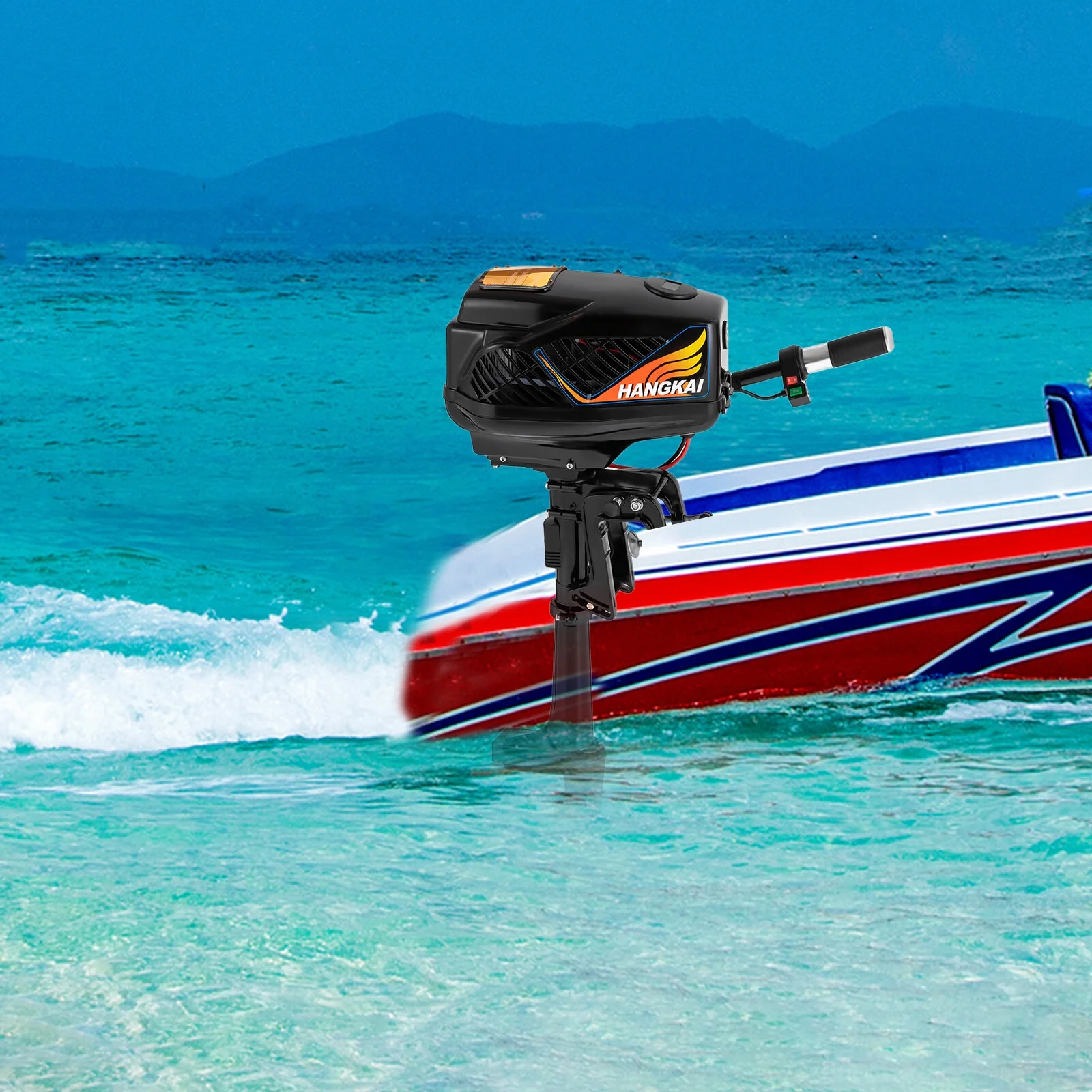 Aiqidi 48V 1200W Electric Outboard Motor Marine Fishing Boat Engine Brushless Trolling Motor Short Shaft with 3 Blades Propeller for Fishing Aquaculture Outdoor Adventure