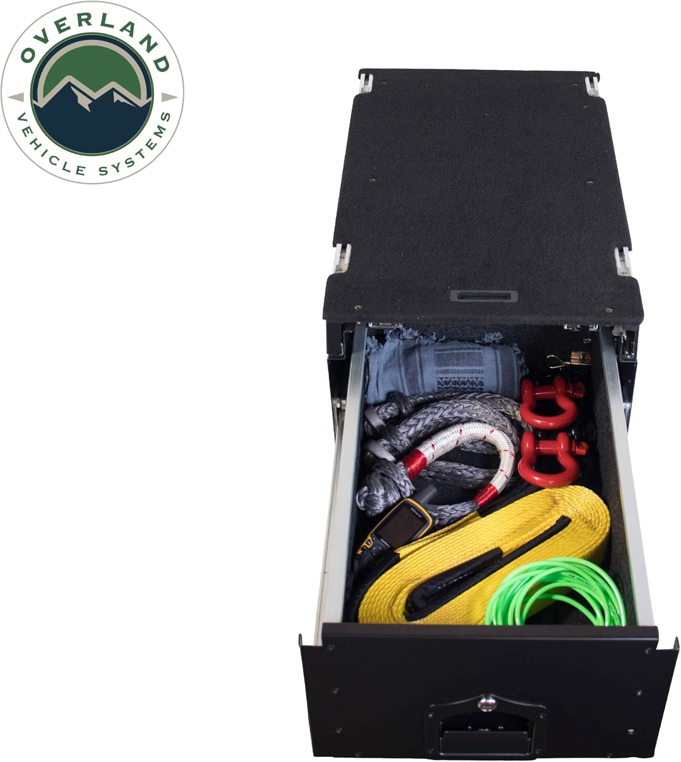 Overland Vehicle Systems Cargo Box With Slide Out Drawer & Working Station Size - Black Powder Coat Universal