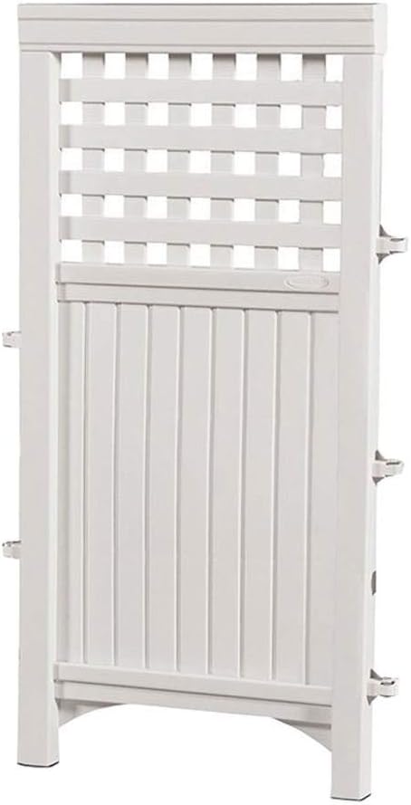 Suncast Outdoor Patio Garden 8 Panel Yard Screen Enclosure Gated Fence, White