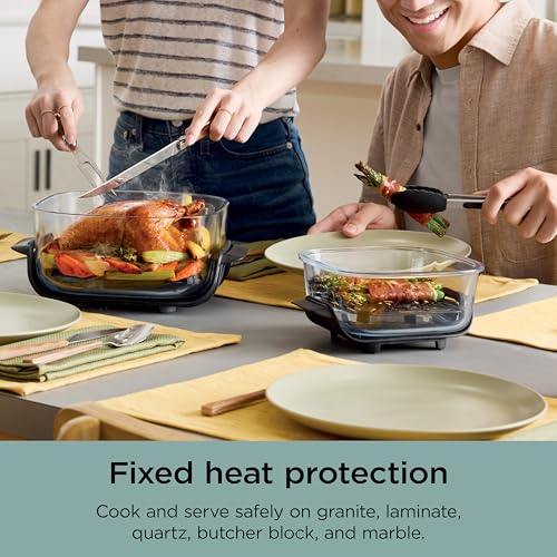Ninja Crispi Air Fryer, Microwave, Freezer & Dishwasher Safe, Non Toxic Glass Portable Cooking System, 4 QT & 6 Cup Glass Containers with Storage Lids, Easy Meals, Air Fry, Bake, Green, FN101SG