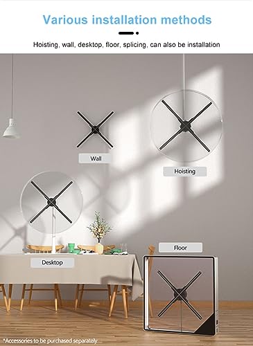 3D Hologram Fan Display, Holographic LED Fan w/768 Pcs LED Beads, 1080P High Brightness LED Light Naked Eye Hologram Fan Suitable for Synchronization, for Shop Trade Show 25.6"