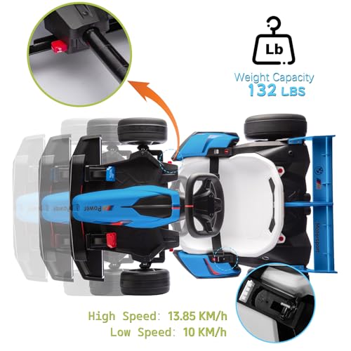 36V Electric Go Kart for Kids, Licensed BMW Battery Powered Drift Racing Go Kart, 7.5 MPH Drift Kart with Dual 300W Powerful Motor, Kids Race Pedal Go Karting Car w/Adjustable Speed, White