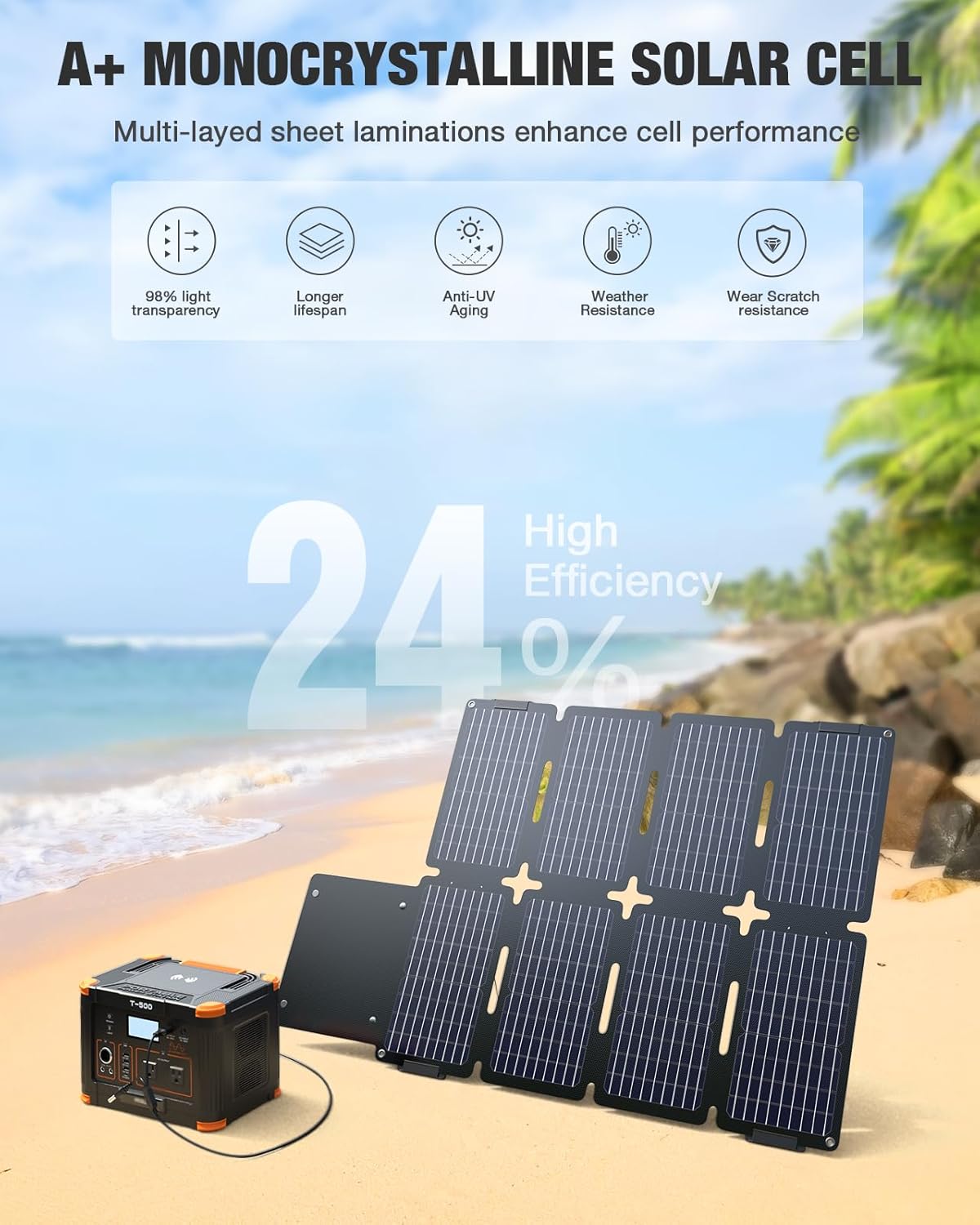 Portable Power Station 300W (Peak 600W) with 80W Foldable Solar Panel, 288Wh Solar Generator with Portable Solar Charger, 110V Pure Sine Wave AC Outlet Backup Lithium Battery
