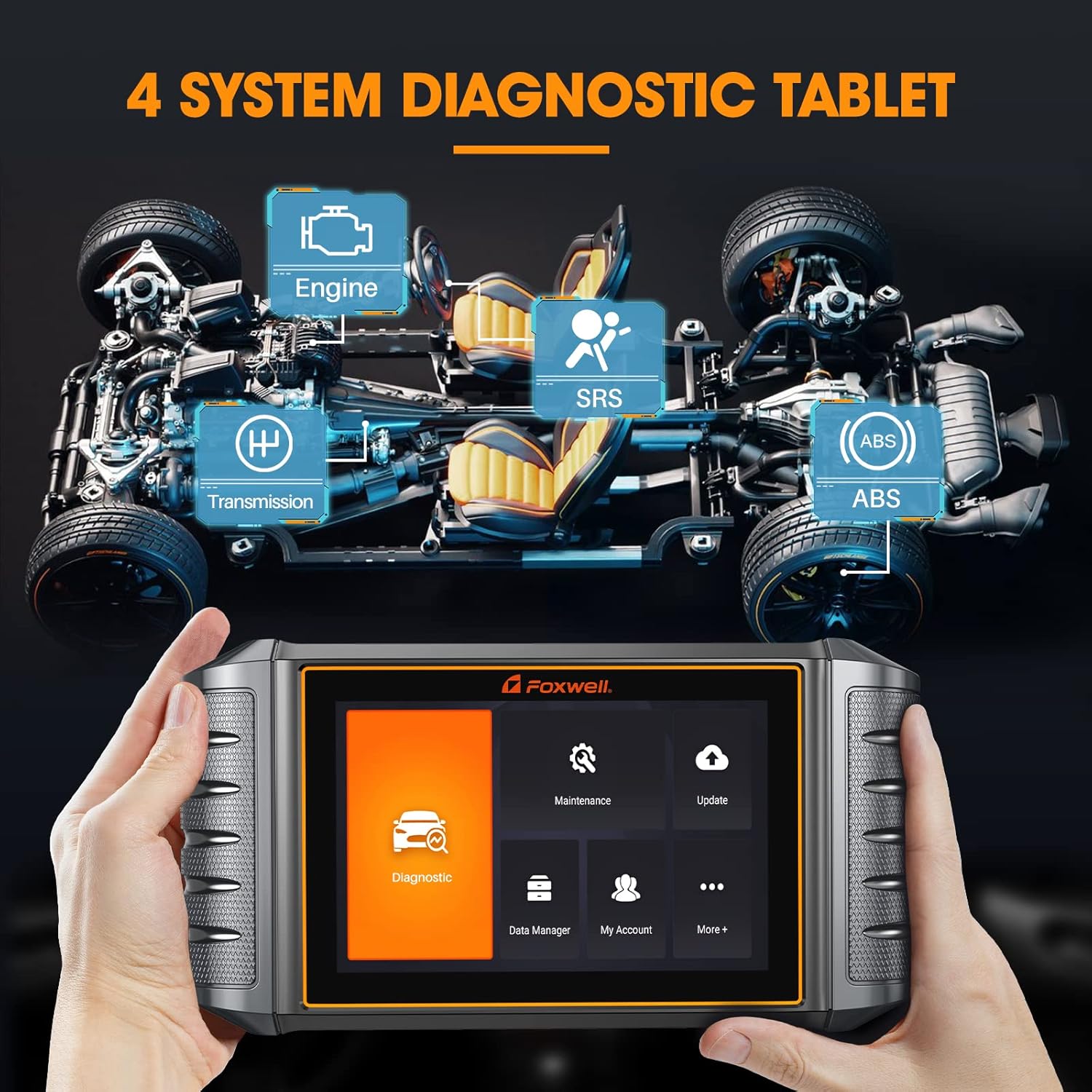 FOXWELL NT716 OBD2 Scanner Tablet ABS/SRS/Engine/Transmission Diagnoses with 9 Services Reset Injector Coding Battery Registration SAS TPMS EPB Throttle/ABS Bleeding/Oil Reset Light Fault Code Reader
