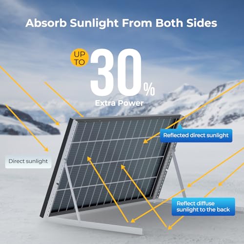 BougeRV Bifacial 800 Watts 10BB Solar Panel, 23% Efficiency All Black Design Monocrystalline Technology Work with 12 Volts Charger for RV Camping Home Boat Marine Off-Grid (BIFACIAL 2PCS 400W)