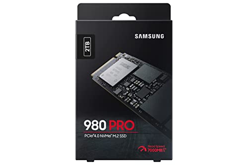 Samsung 980 PRO SSD 2TB PCIe NVMe Gen 4 Gaming M.2 Internal Solid State Drive Memory Card, Maximum Speed, Thermal Control MZ-V8P2T0B/AM