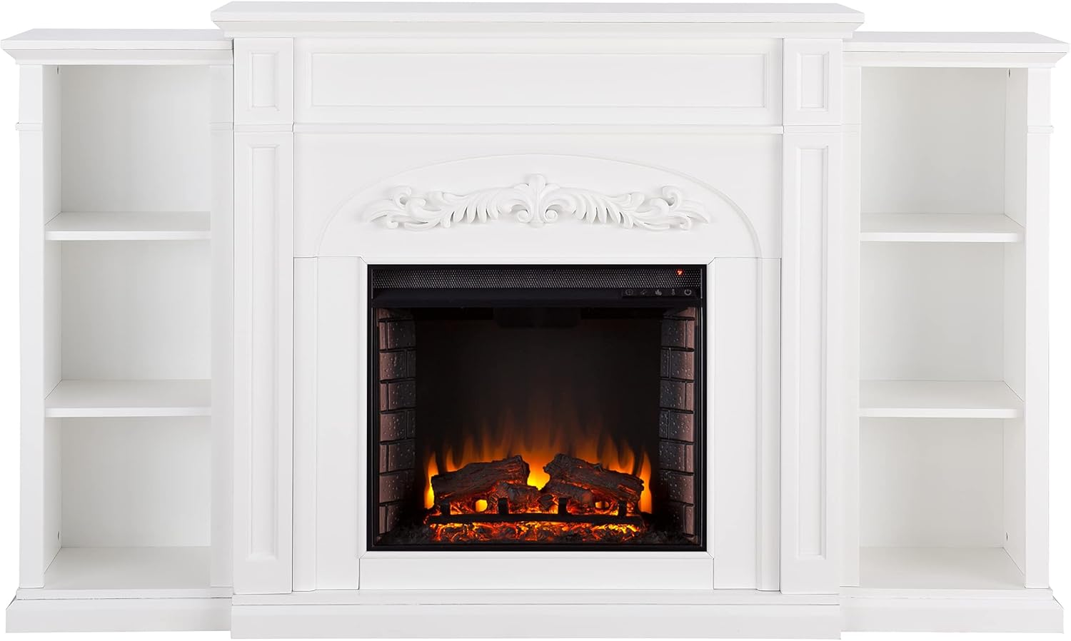 SEI Furniture Chantilly Electric Bookcases Fireplace, Espresso