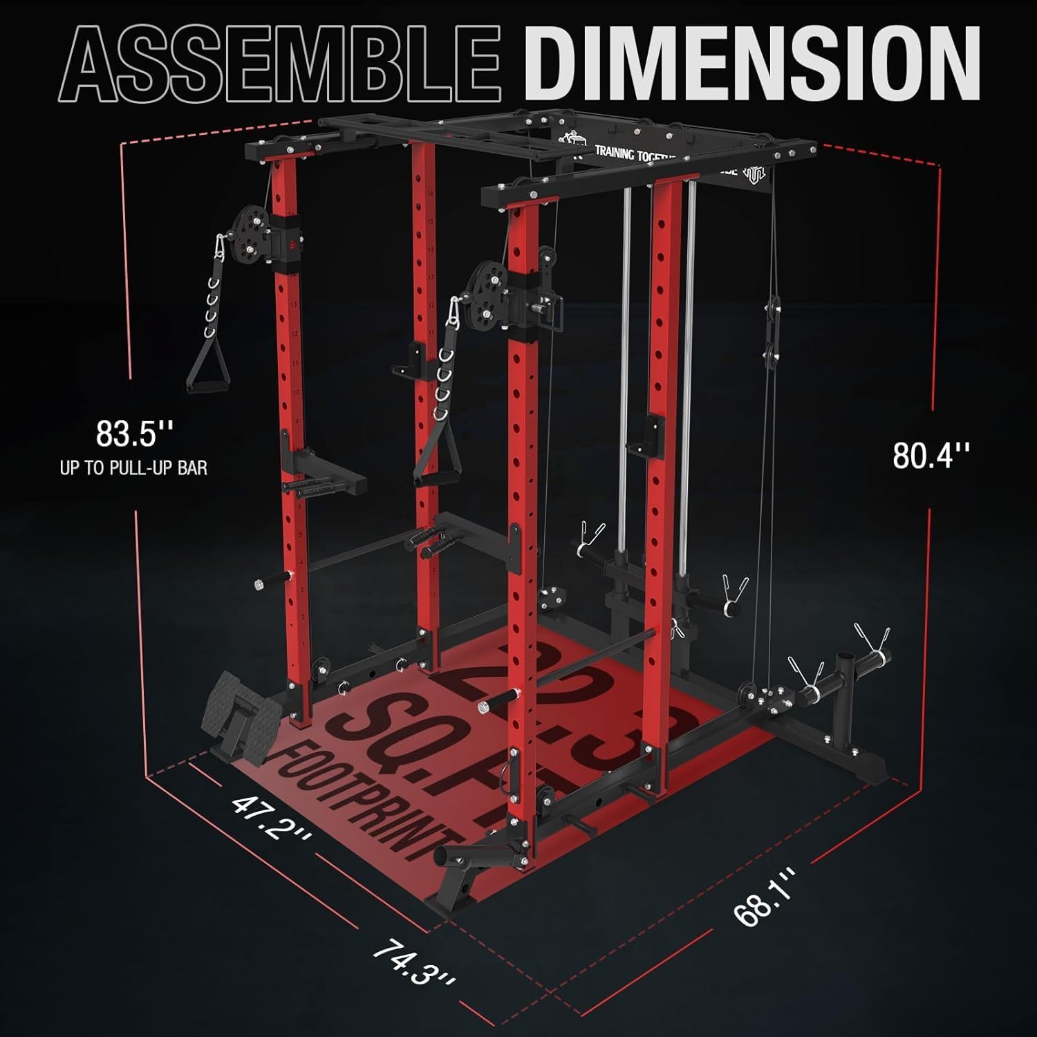 Mikolo Power Cage, Power Rack with Cable Crossover System, 1500LBS Squat Rack with Lat Pull Down System, Workout Cage with Pulley System for Fitness Home Gym