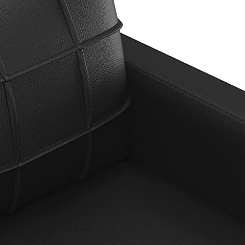 2-Seater Sofa,Upholstered Sofas,Casual Sofas,Seating Furniture,Reception Sofas,Centre Sofas,Home Decor,for Living Room, Bedroom,Salon,Lounge, Black 55.1" Faux Leather