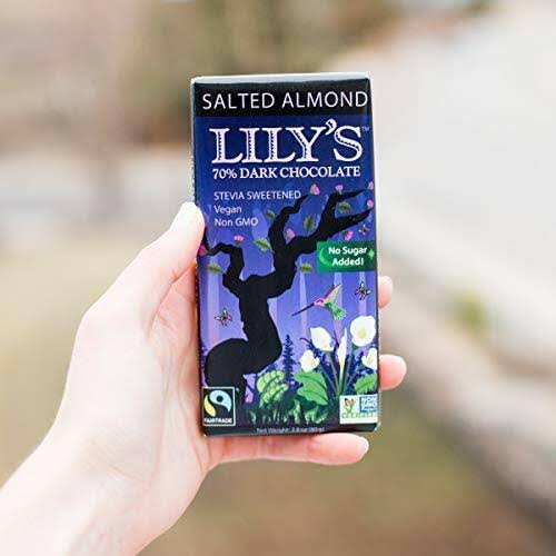 Salted Almond Dark Chocolate Bar by Lily&s Sweets Stevia Sweetened No Added Suga