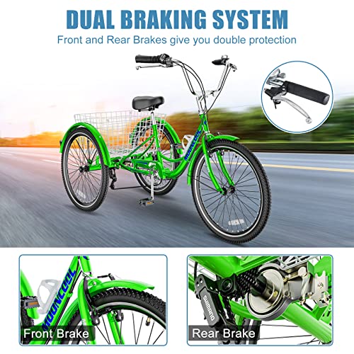 DoCred Adult Tricycles, 3 Wheel Bikes for Adults 20/24/26 inch 7 Speed Adult Trikes Bicycles Cruise Trike with Shopping Basket for Seniors, Women, Men