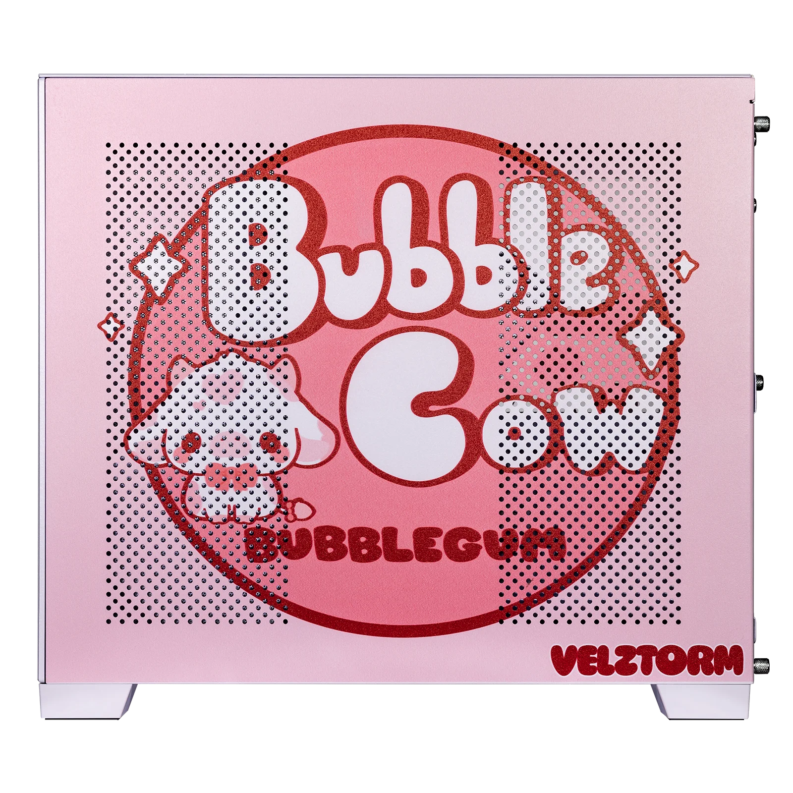 Velztorm Bubble Cow Custom Art Aluminum Tempered Glass O11 Dynamic Mini Rose Pink Gaming Computer Case, Supports Mini-ITX, Micro-ATX, and ATX Motherboard Sizes, O11D Mini-S