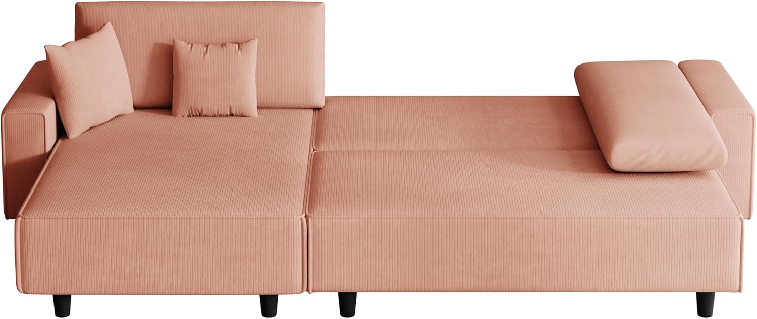 The 93" Orange Corduroy Sofa Bed Comes with 2 Pillows to fit in The Living Room and The Apartment is not overcrowded Modern Couch for Bedroom,Apartment Sofa,Office Couch