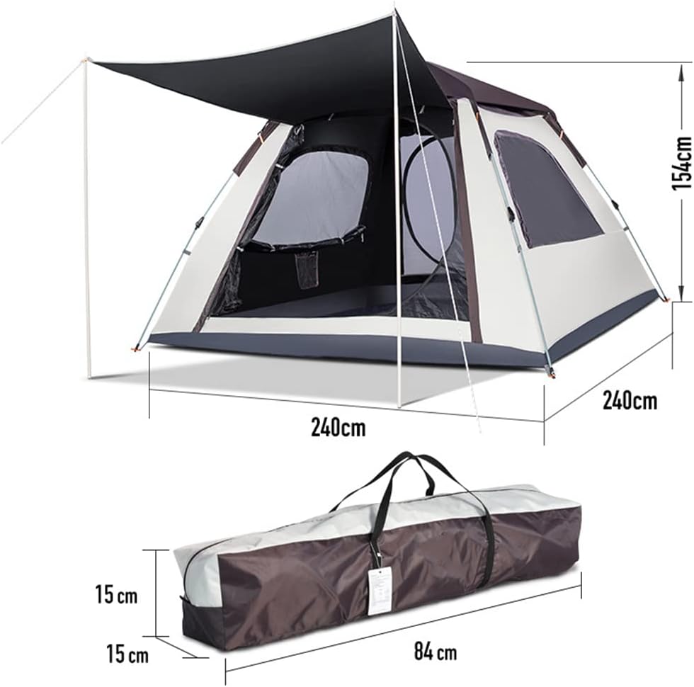 Camping Pop Up Tent for 3-4 Person, Waterproof Family Tent with Top Rainfly Instant Cabin Tent for Camping, Backpacking, Hiking Outdoor Music Festivals