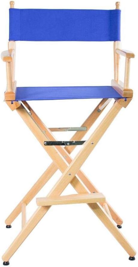FILMCRAFT Professional Grade Studio Director's Chairs (30" Bar Height, Natural Finish, Blue Canvas)