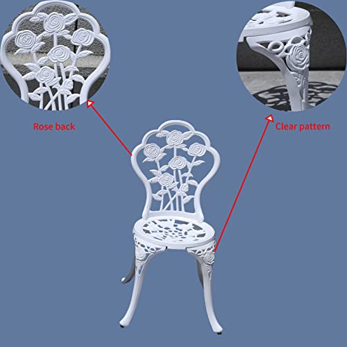 KAILI Outdoor Furniture Bistro Set with Rose Pattern 1 Table 2 Chairs for Garden Patio Porch (Rose-Bronzed)
