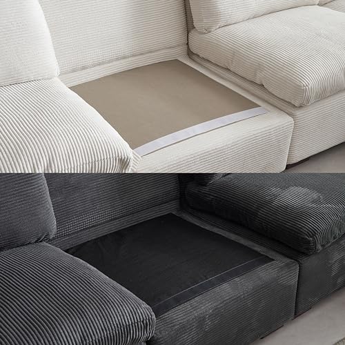 131" Oversized Modular 6 Seaters Cloud Sectional Sofa W/Reversible Chaises, Modern TV Couch L/U Shaped Free Combined Deep Seat Corner Sofa&Couch with Movable Ottoman Coffee Table for Living Room