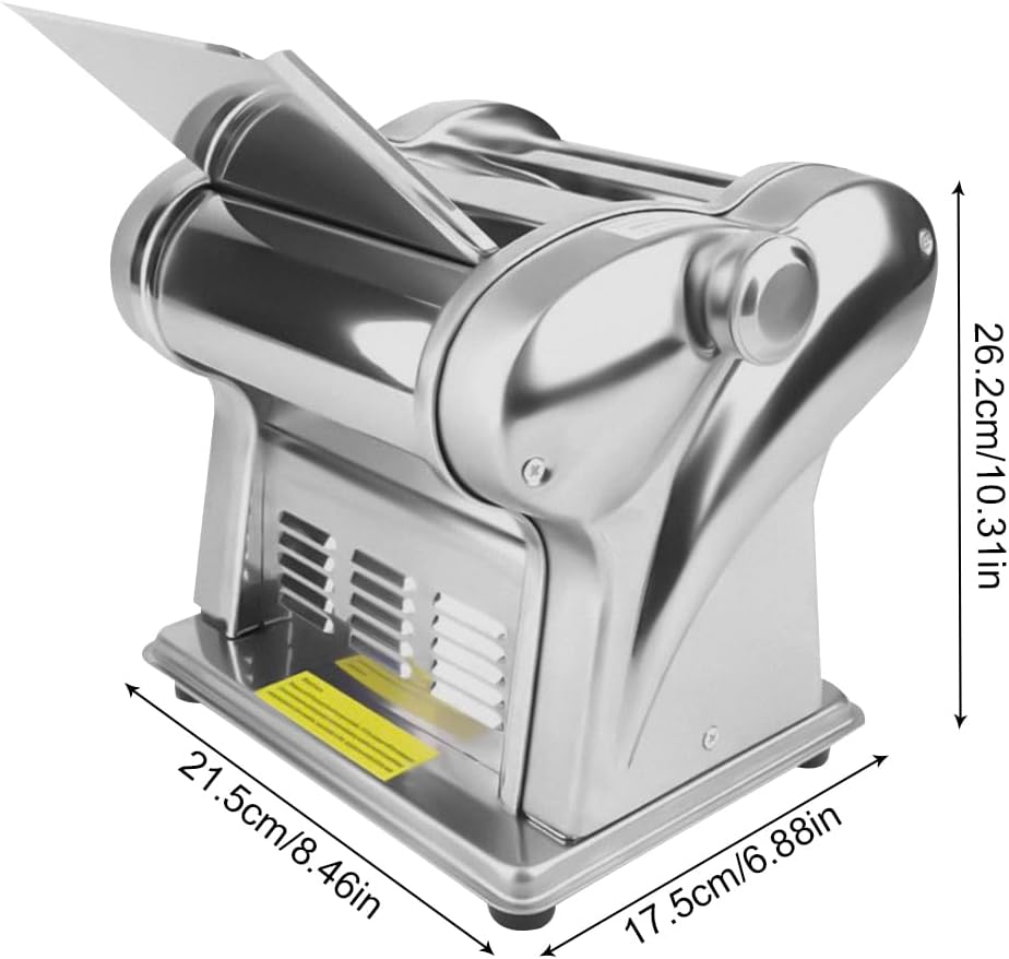 Electric Pasta Maker Machine Noodle Dough Roller Sheeter Stainless Steel Pasta Dough Spaghetti Roller Pressing Machine for Home Commercial Use, Double Knife