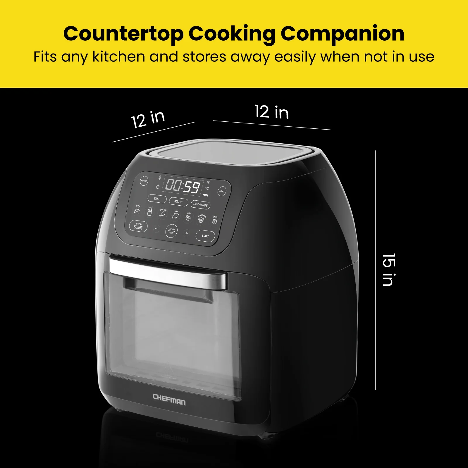 Digital Air Fryer+ Rotisserie, Dehydrator, Oven, Black, 10L