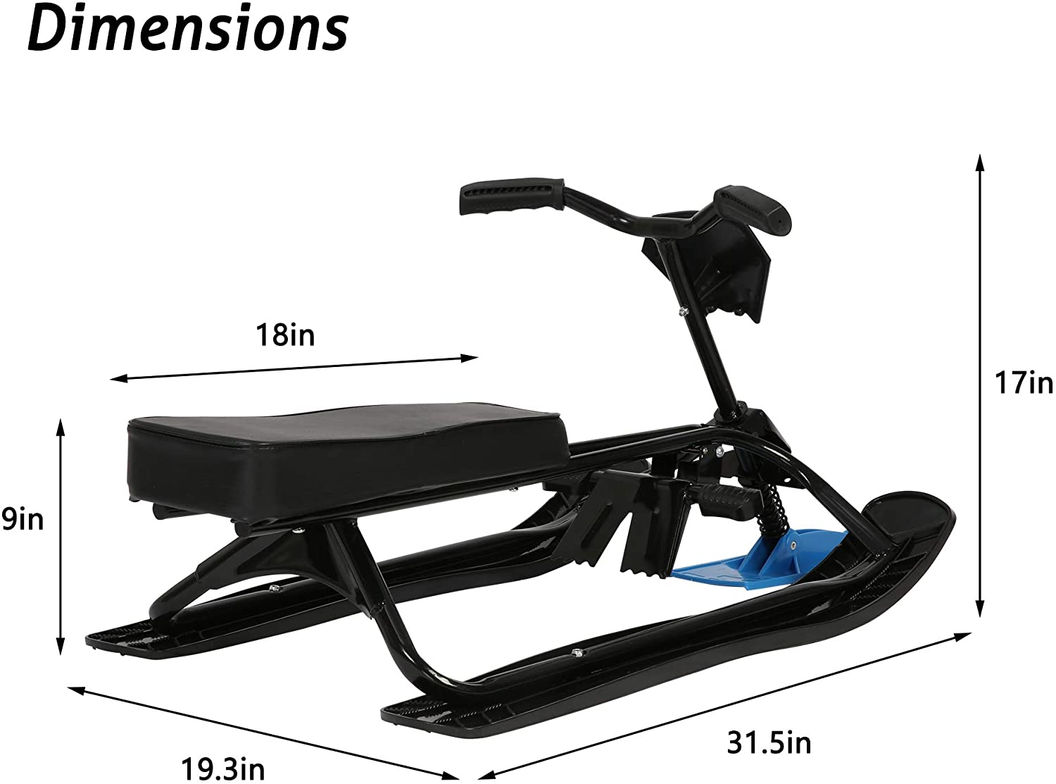 KARMAS PRODUCT Snow Racer Sled with Steering Wheel/Bicycle Handle and Twin Brakes, Kids Teens Winter Sport Ski Sled Slider Board for Downhill and Uphill