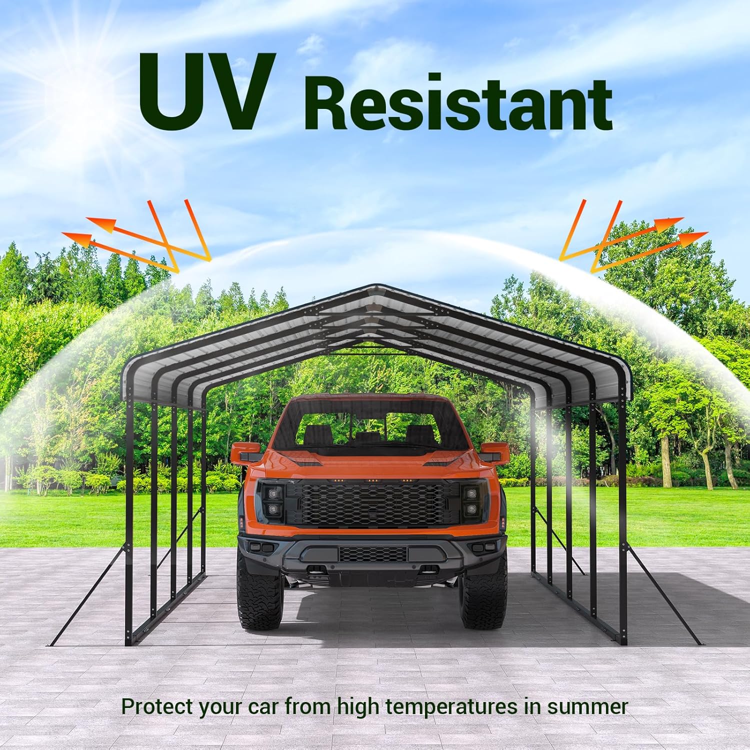 12x20 FT Metal Carport Heavy Duty for Snow, Car Ports 12x20 with Reinforced Slanted Support Legs, Thicker Frame Garage Shelter Shed for Pickup, Boats, Cars, Truck and Tractors