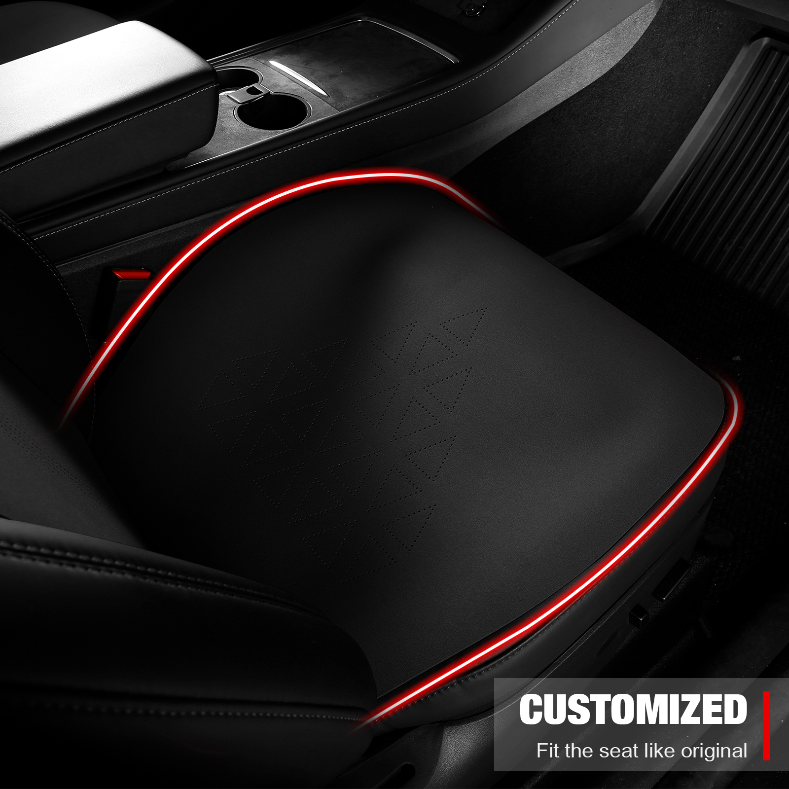 Ikon Motorsports Seat Cover Cushions Compatible With 2017-2023 Tesla Model 3, V1 Style Black Suede Leather 1st 2nd Row 5-Seat Seat Cover Cushion Protectors