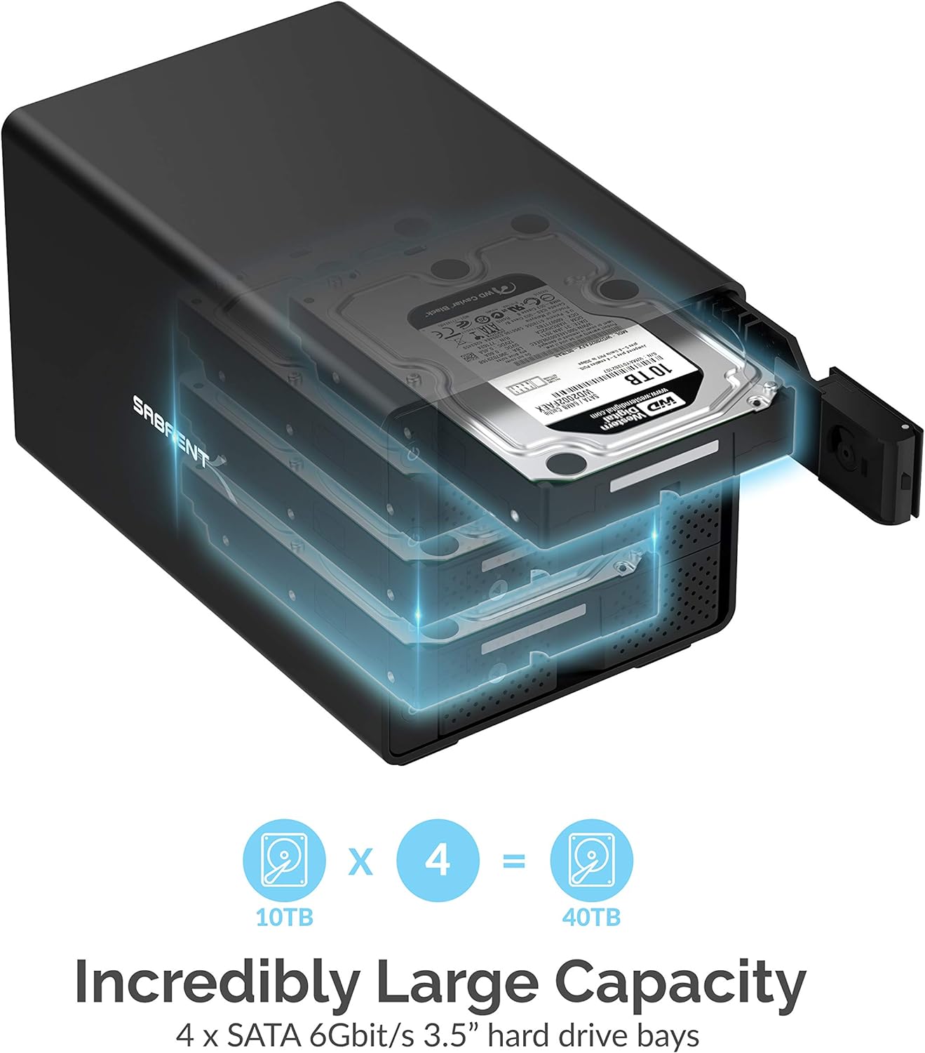 SABRENT USB 3.0 to SATA I/II/III Dual Bay External Hard Drive Docking Station for 2.5 or 3.5in HDD, SSD with Hard Drive Duplicator/Cloner Function [10TB Support] (EC-HD2B)