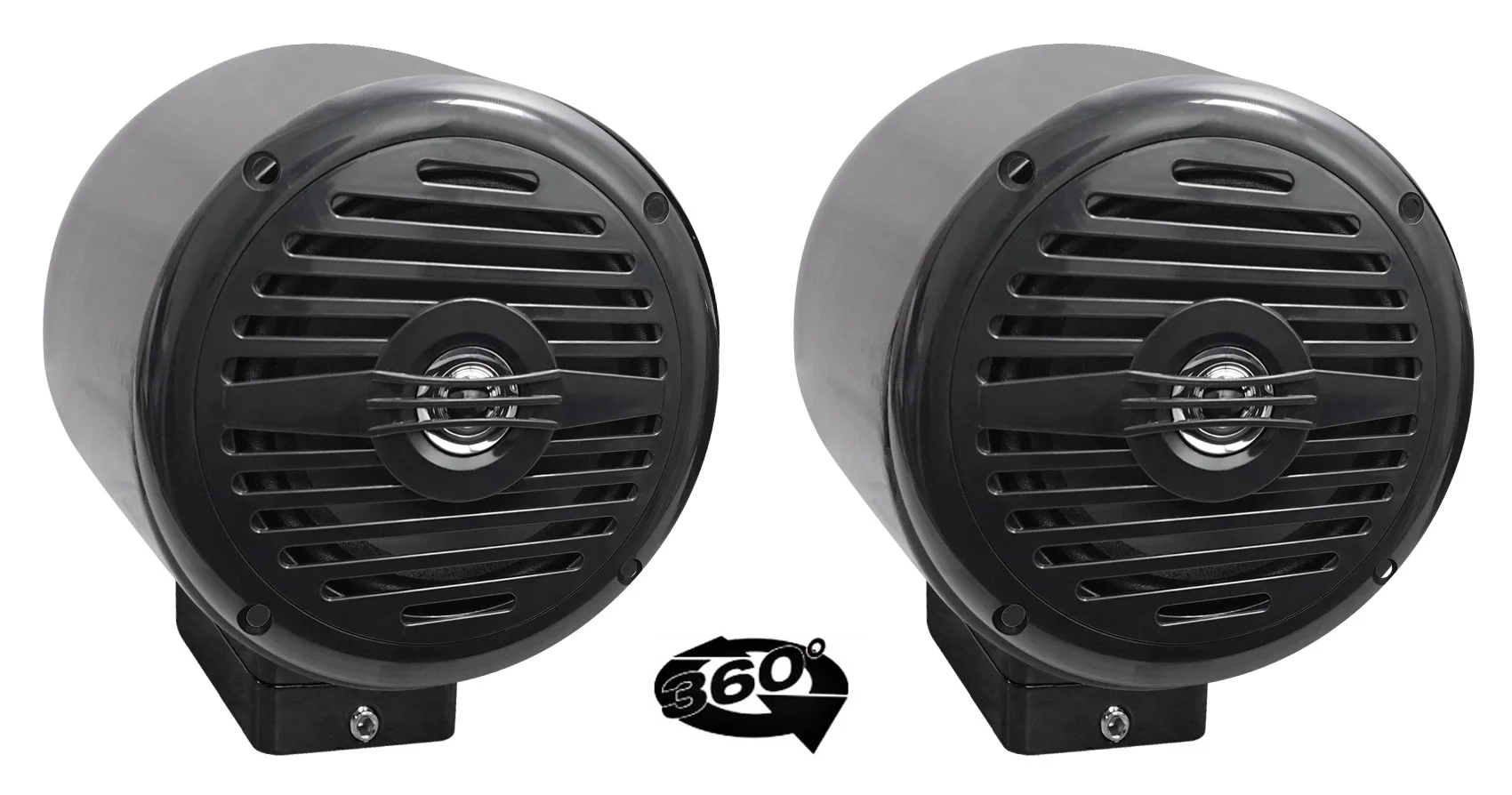 (2) Rockville 5.25" 360° Swivel Black Aluminum Surface Mount Boat Speakers